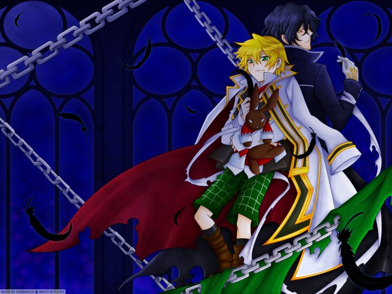 Anime characters in a gothic setting