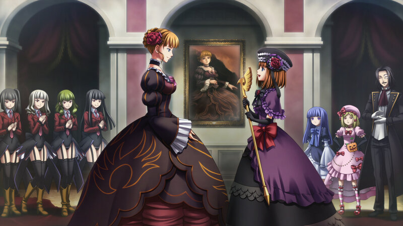 anime characters in a grand hall
