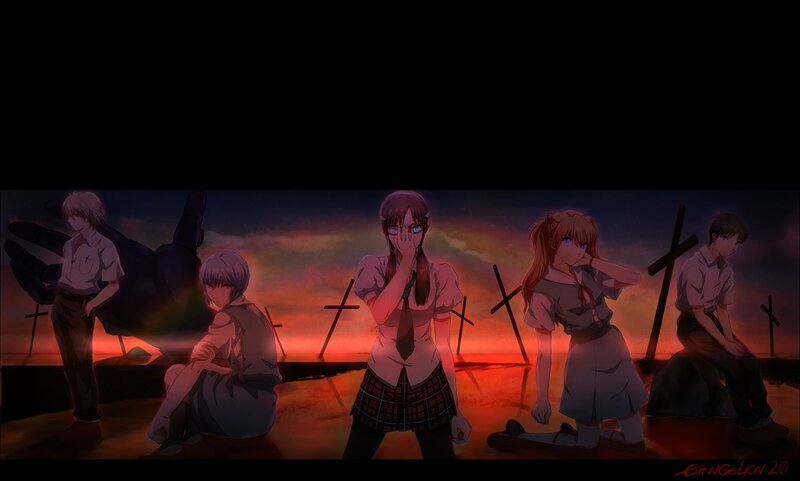 Anime Characters in a Graveyard — Red