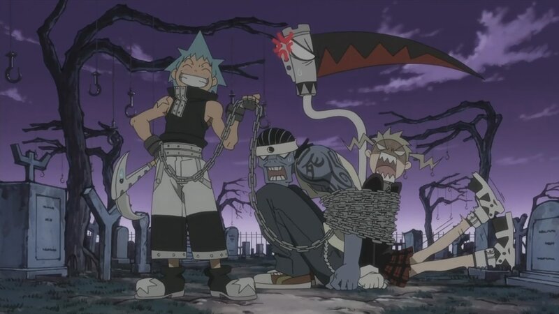 Anime characters in a graveyard