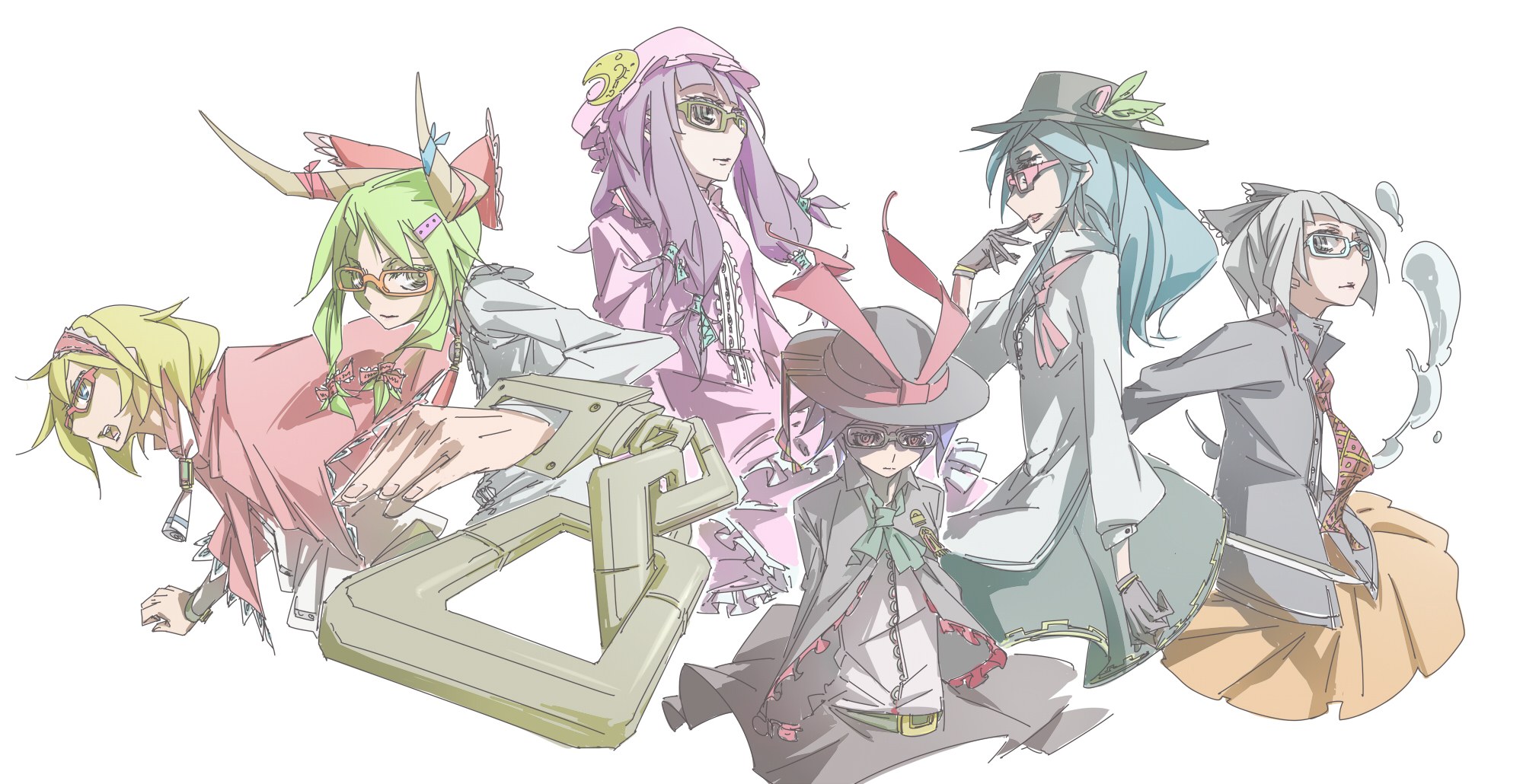 anime characters in a group