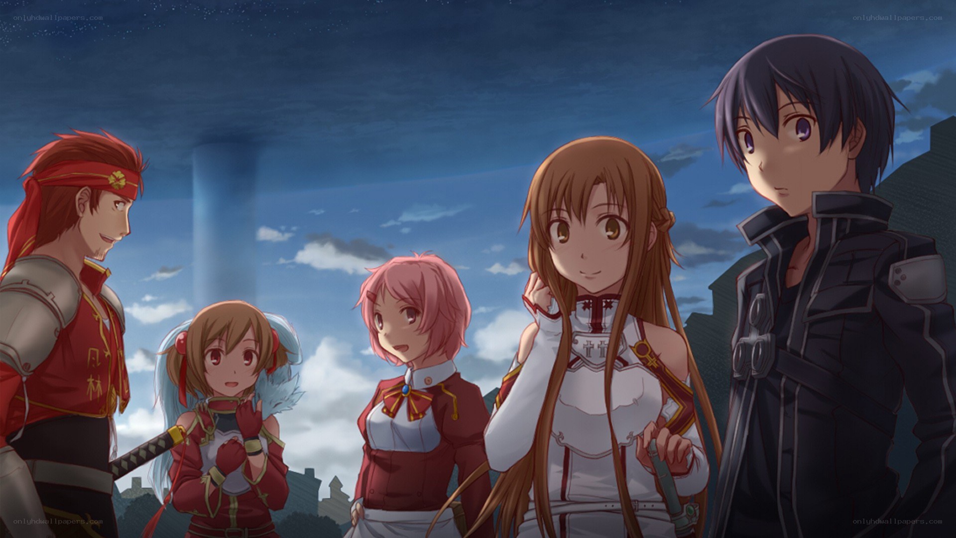 anime characters in a group