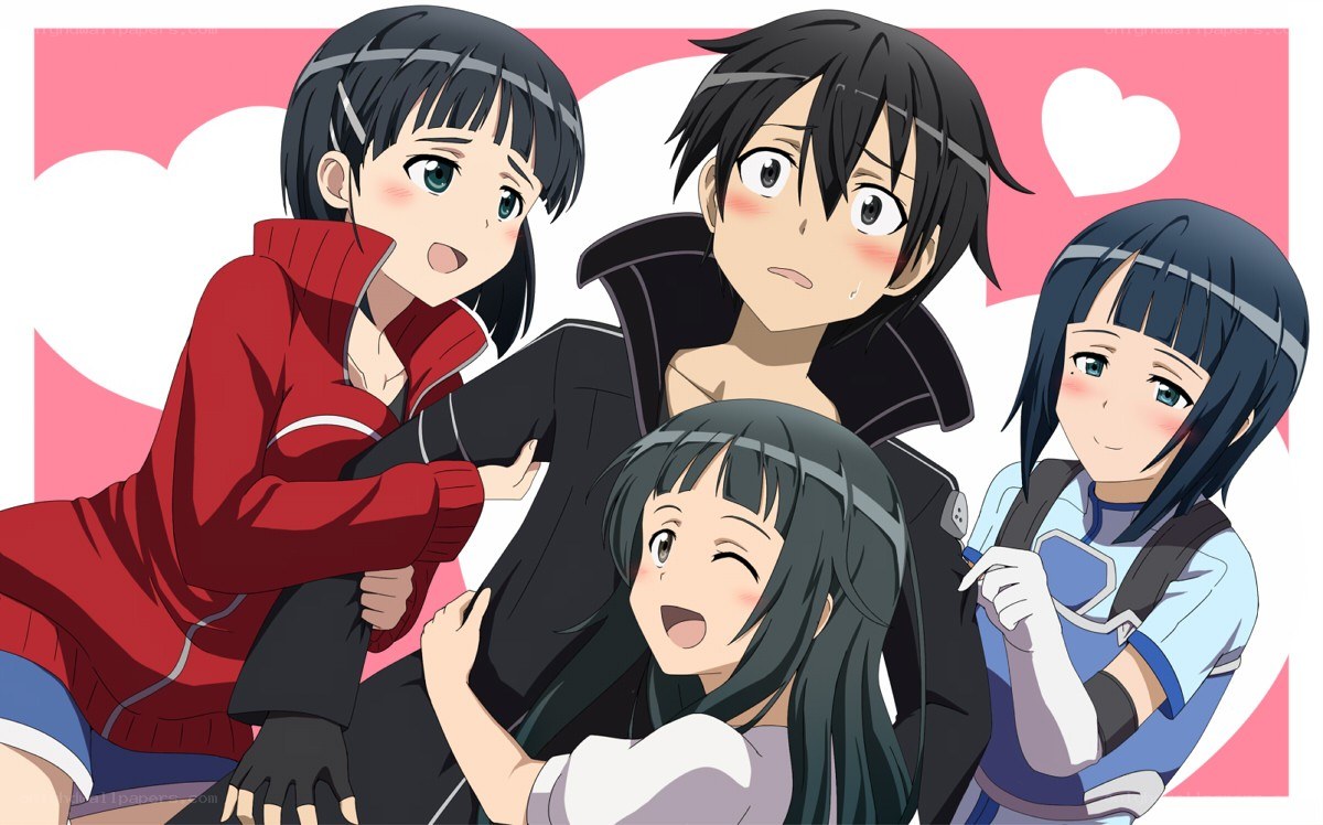 anime characters in a group