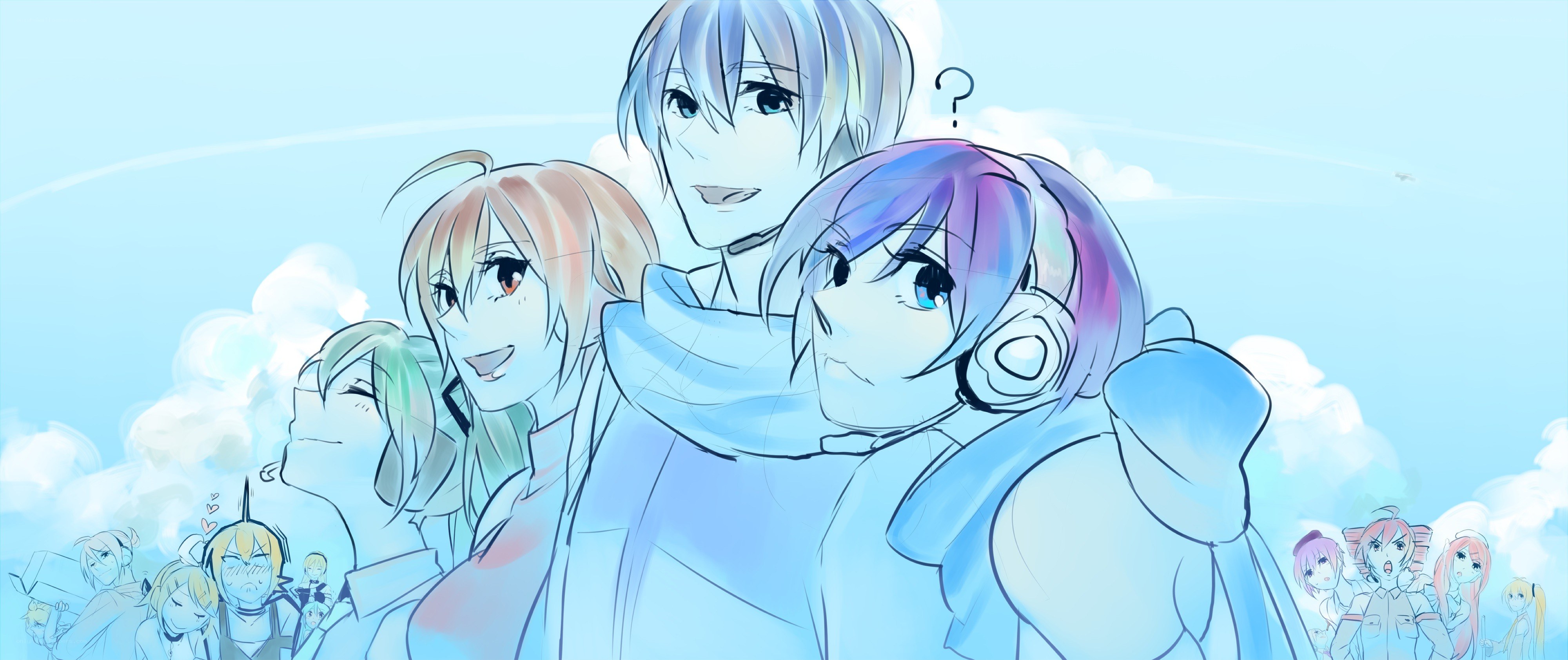 anime characters in a group