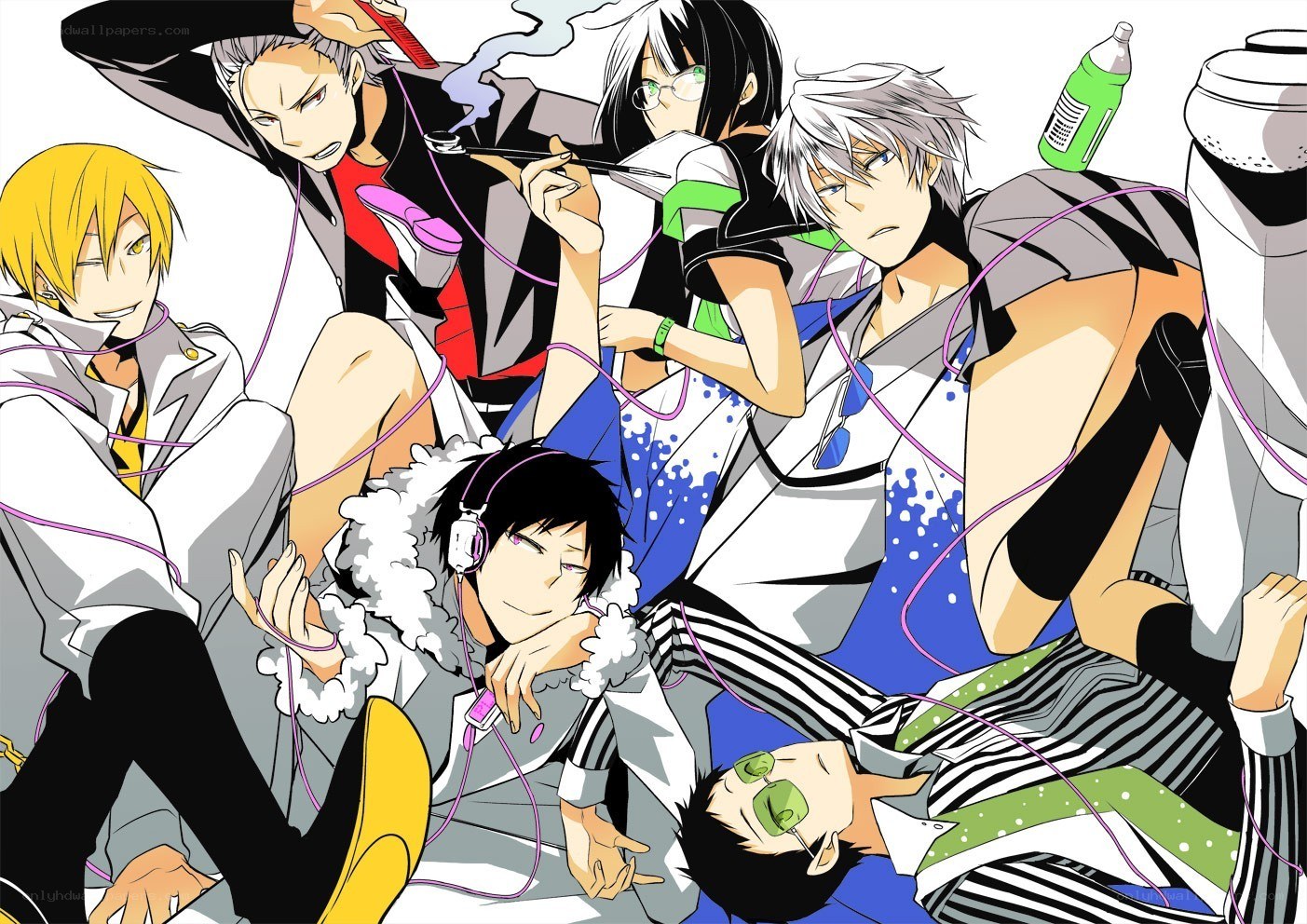 anime characters in a group