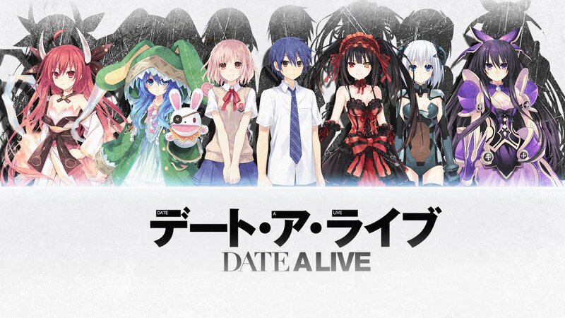 Anime Characters in a Group — Black, Dramatic, Title Text
