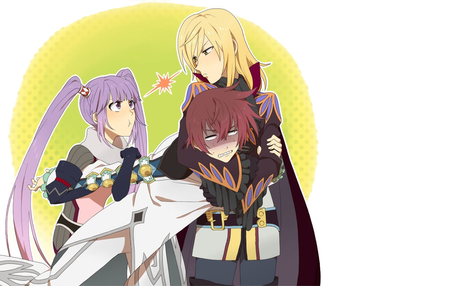 Anime characters in a group hug