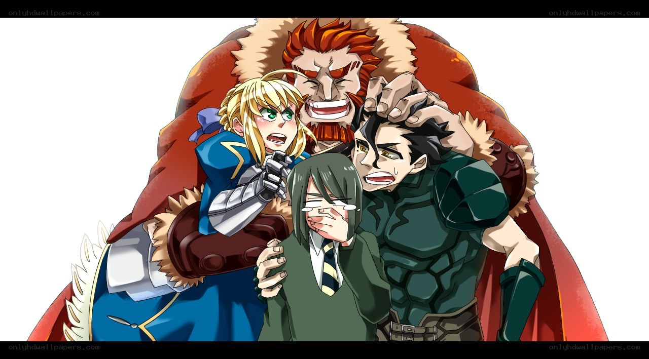 anime characters in a group hug