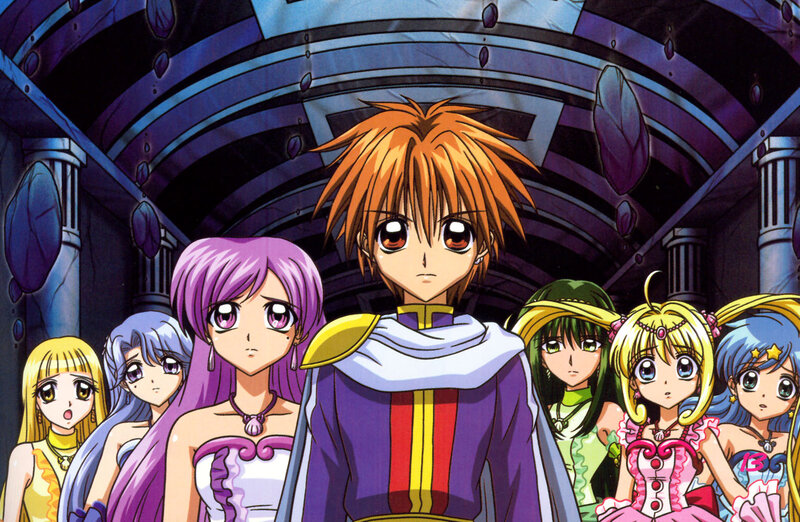 Anime Characters in a Group — Purple, Dramatic, Fantasy Setting