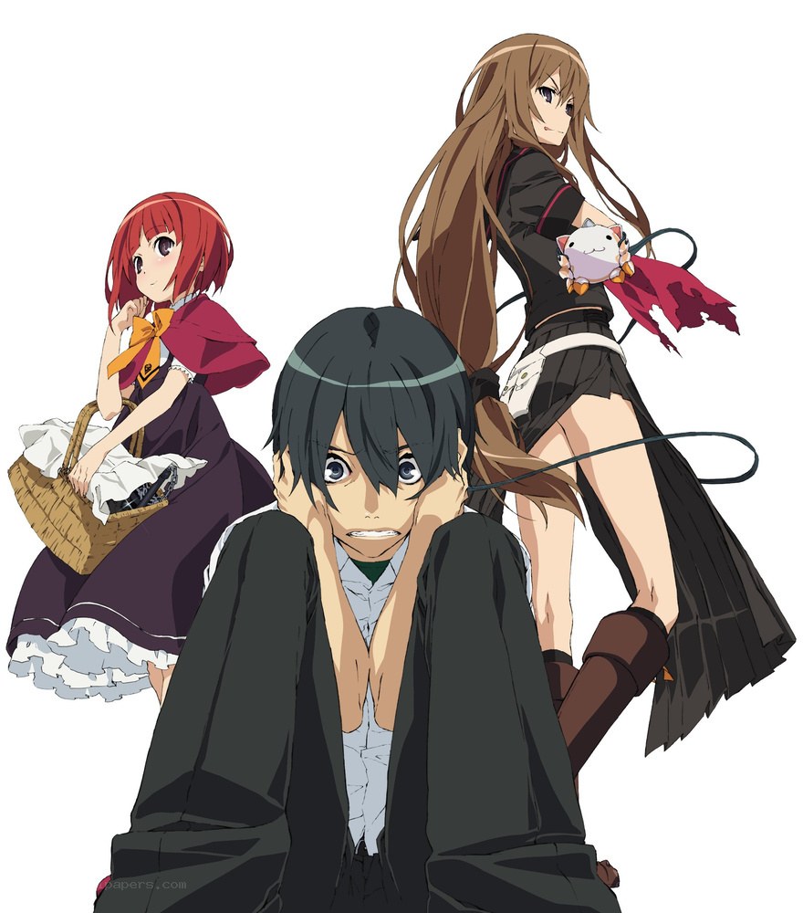 Anime characters in a group scene