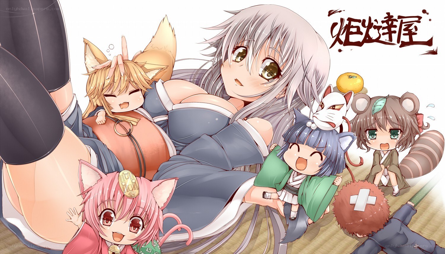 Anime characters in a group scene