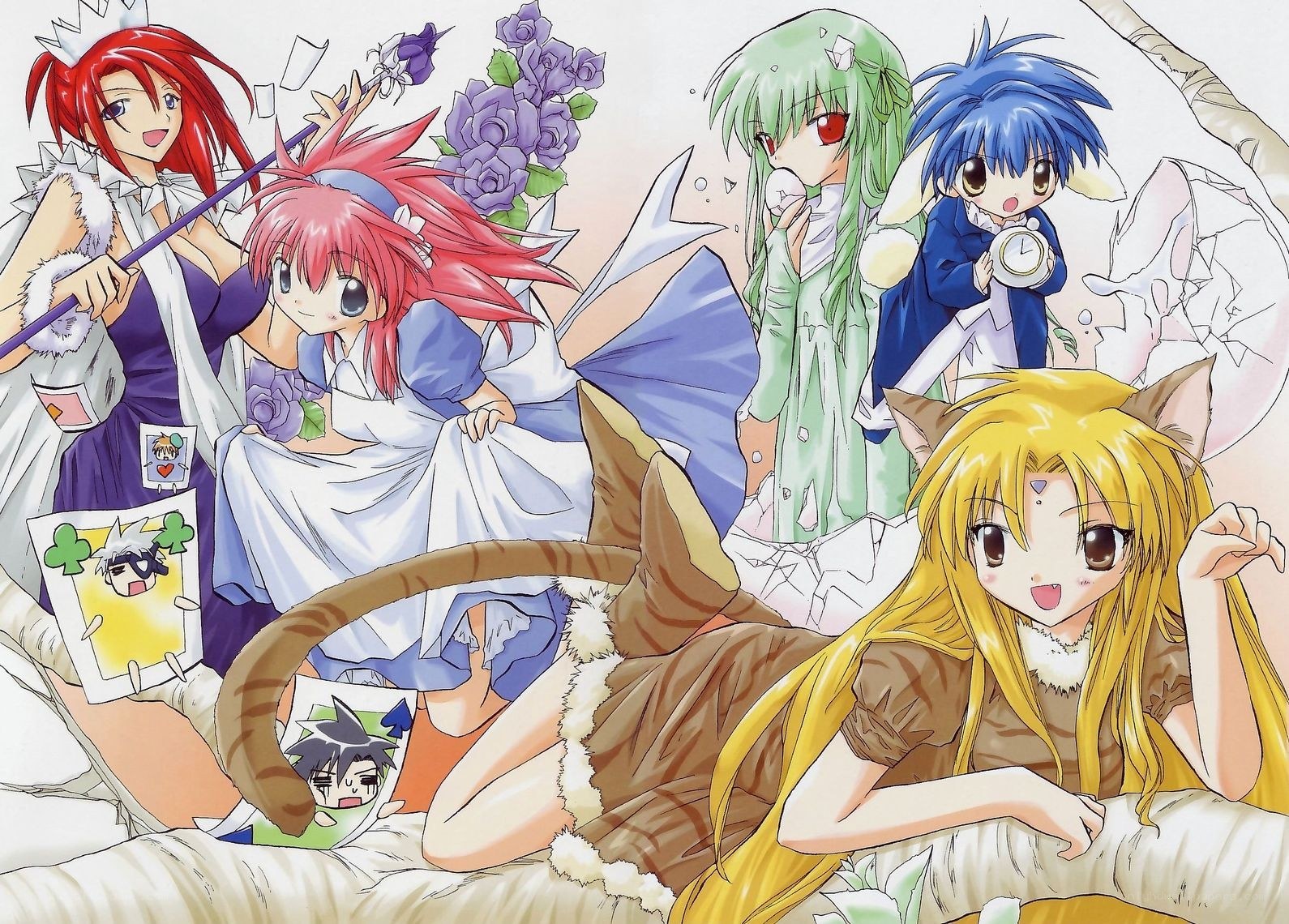 Anime characters in a group scene