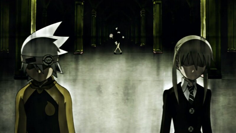 anime characters in a hall