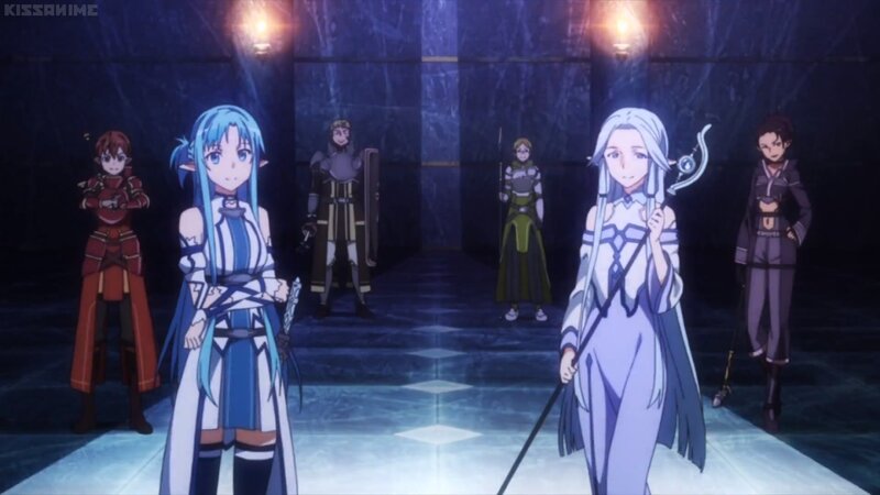 Anime Characters in a Hall — Blue