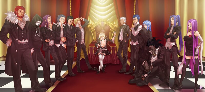 Anime Characters in a Hall — Red