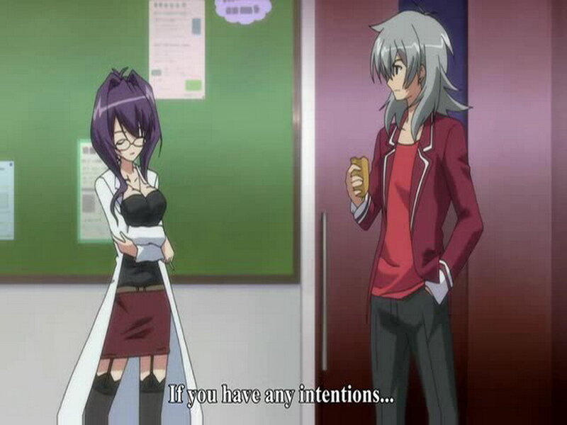 Anime characters in a hallway