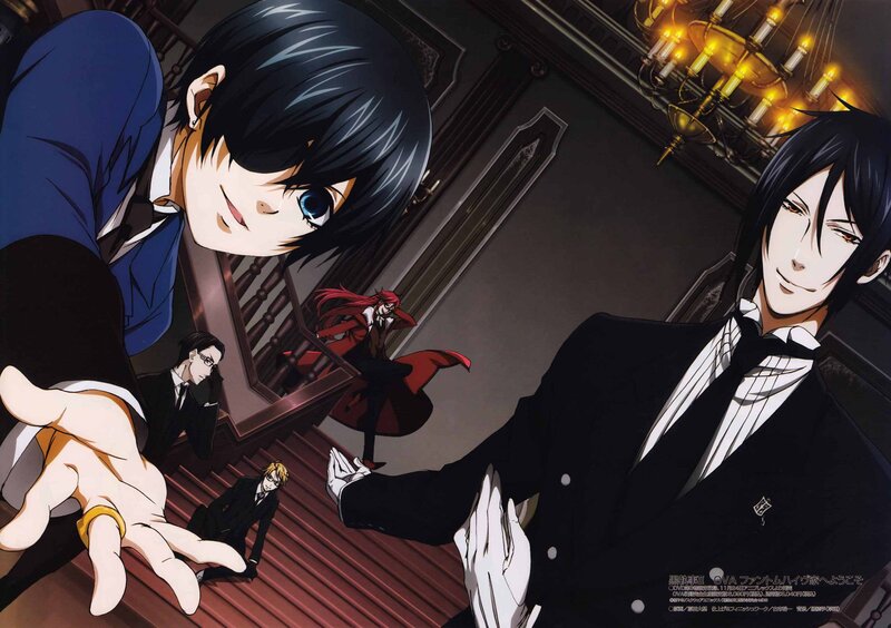 Anime Characters in a Hallway — Black