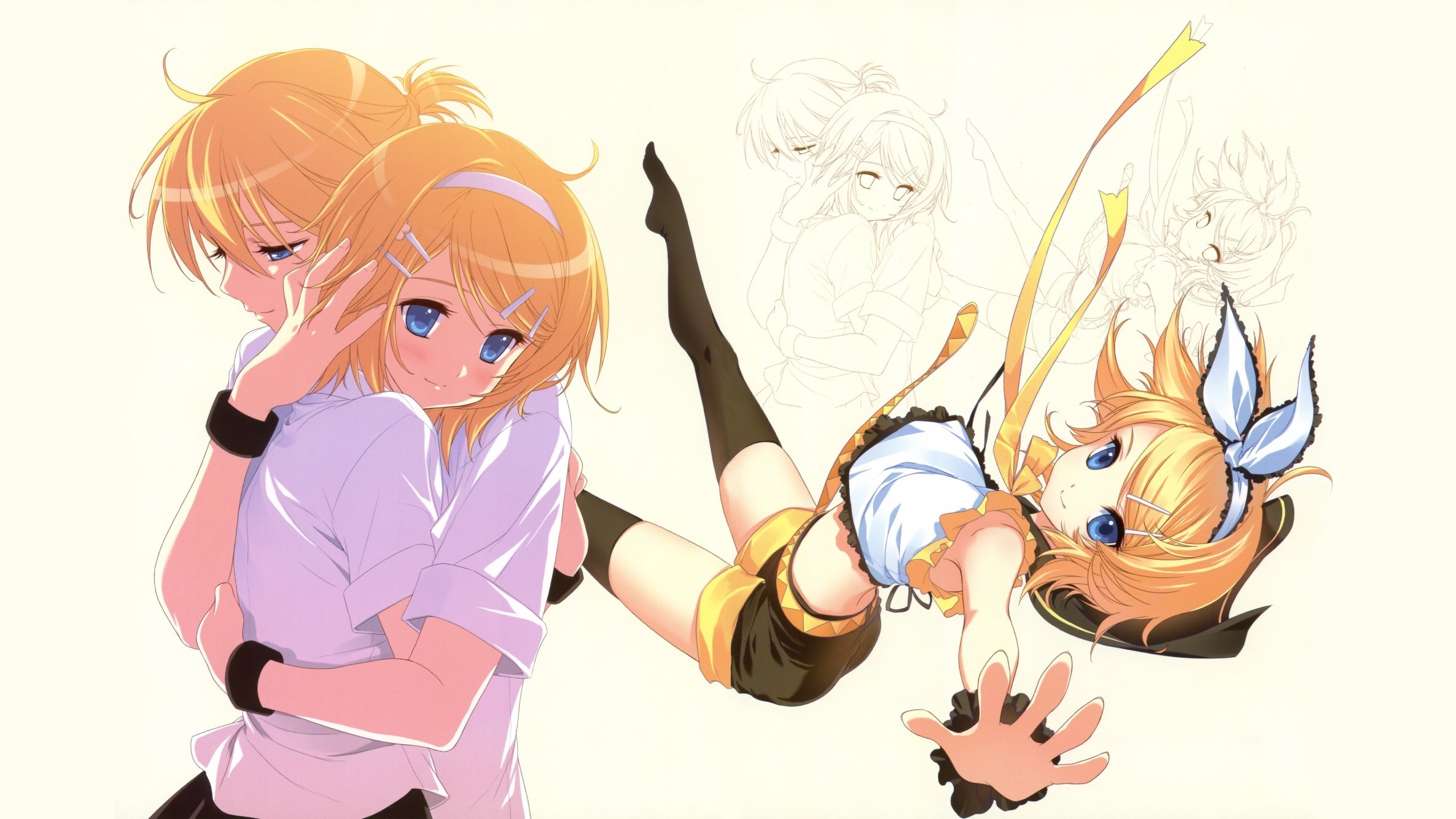 Anime characters in a hug