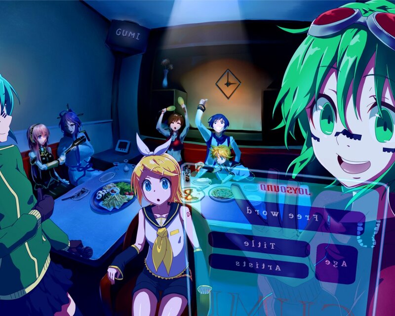 Anime Characters in a Karaoke Room — Blue