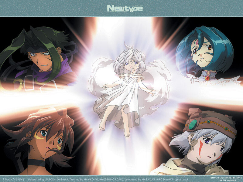 Anime characters in a light burst