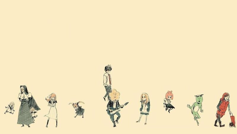 anime characters in a line