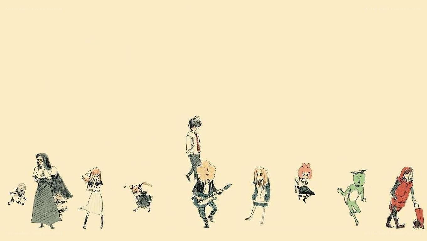 anime characters in a line