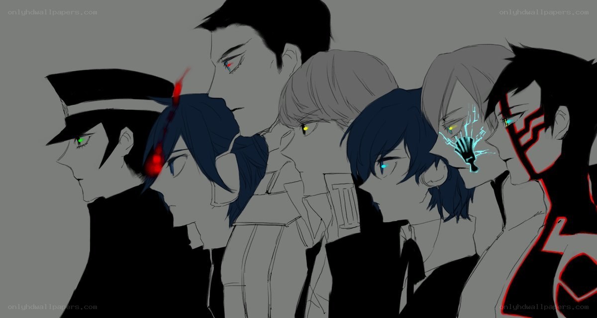 anime characters in a line