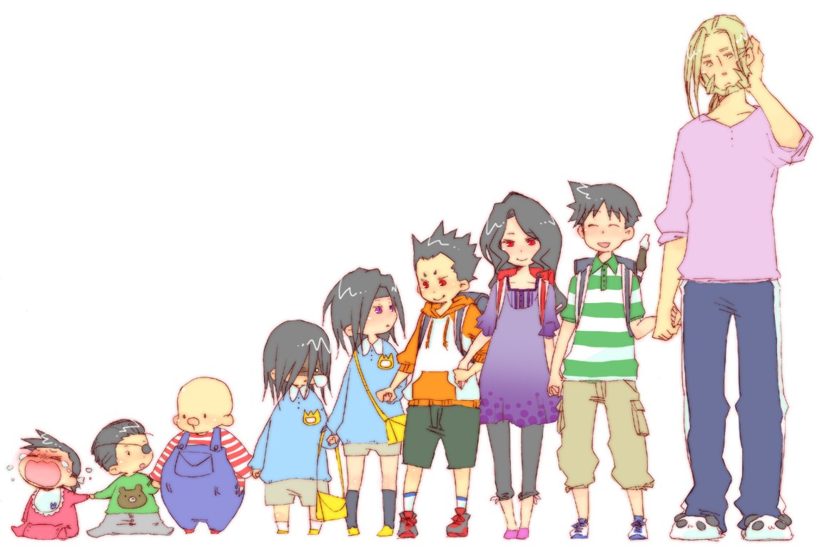 anime characters in a line