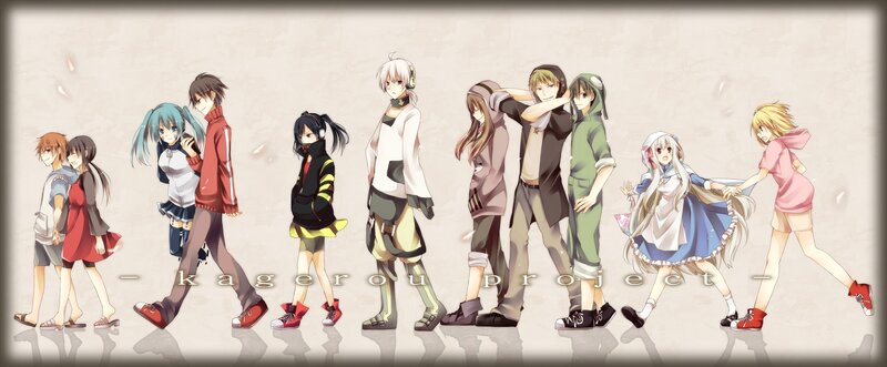 Anime Characters in a Line — White, Calm