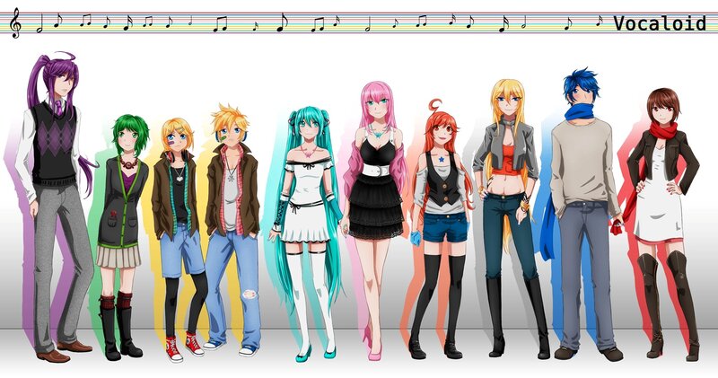 Anime Characters in a Line — White, Neutral