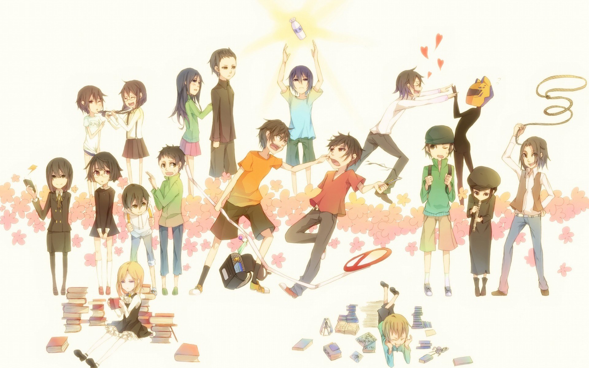 Anime characters in a lively scene