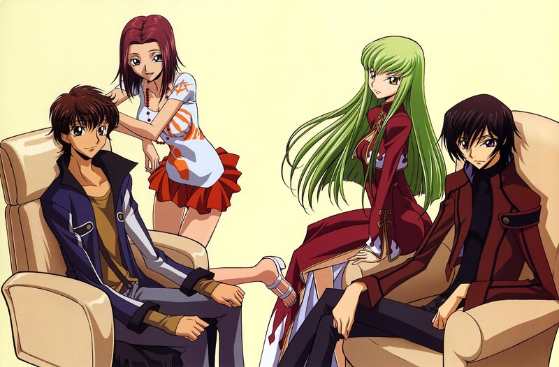 anime characters in a lounge