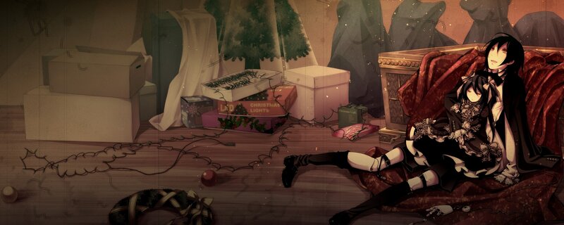 Anime characters in a messy room