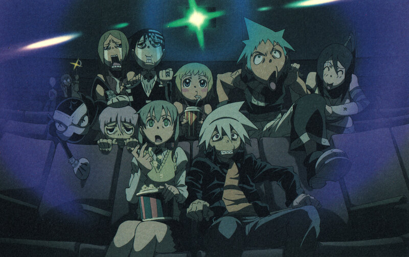 Anime characters in a movie theater