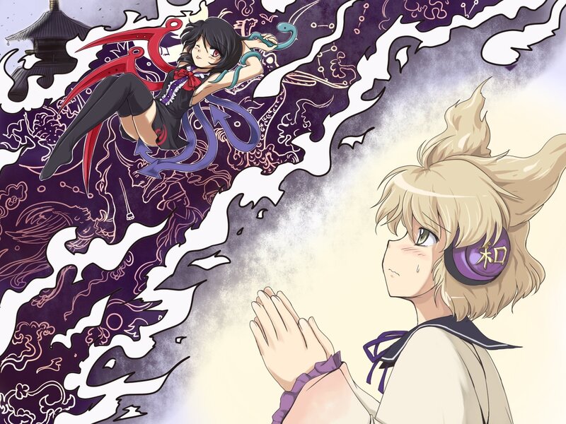 Anime characters in a mystical scene