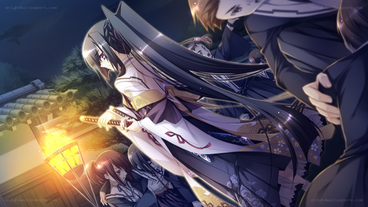 anime characters in a nighttime battle