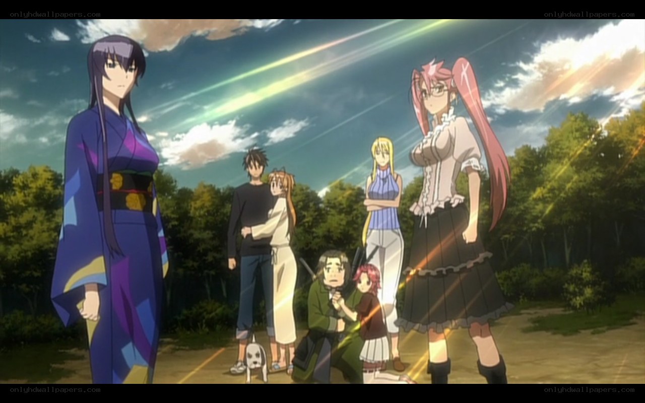 anime characters in a park