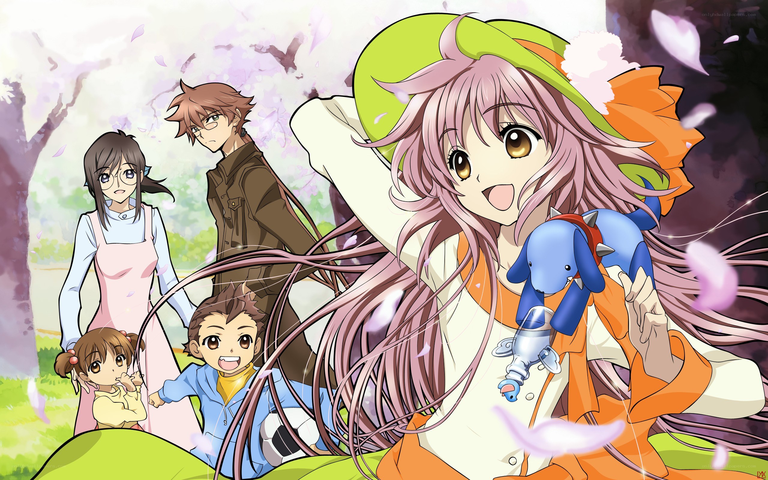 Anime characters in a park
