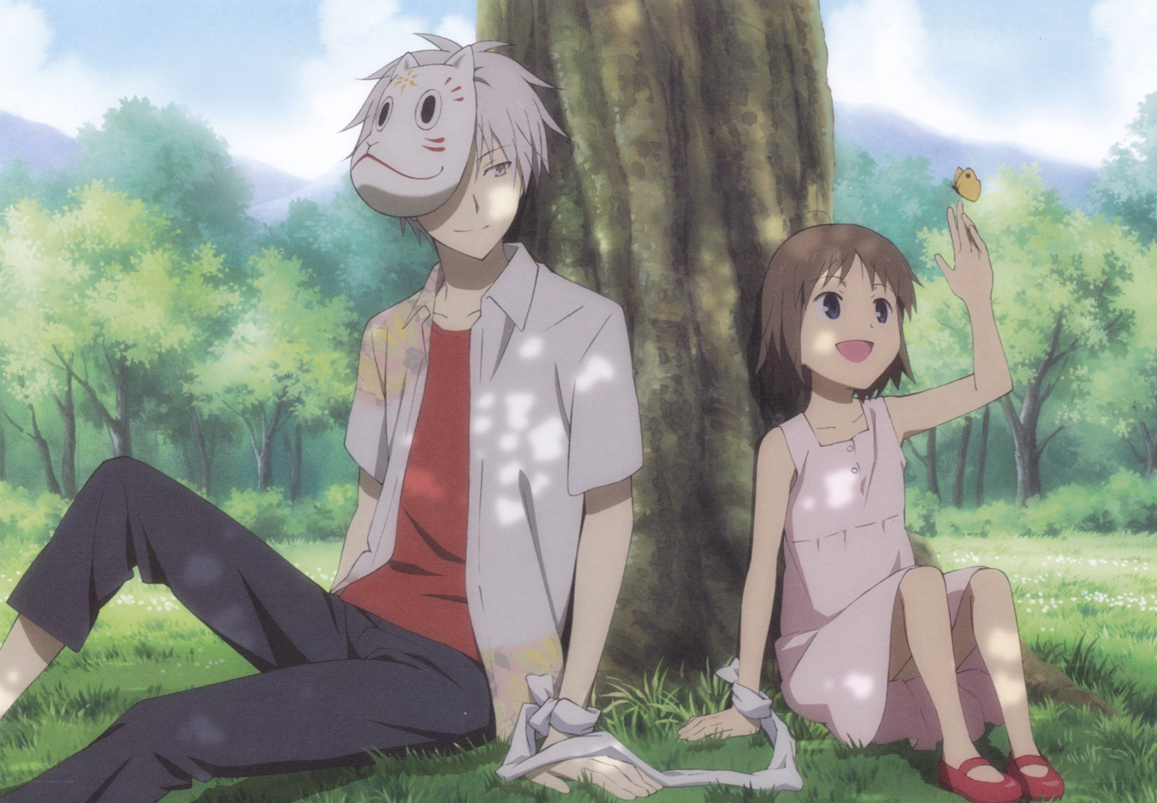 Anime characters in a park