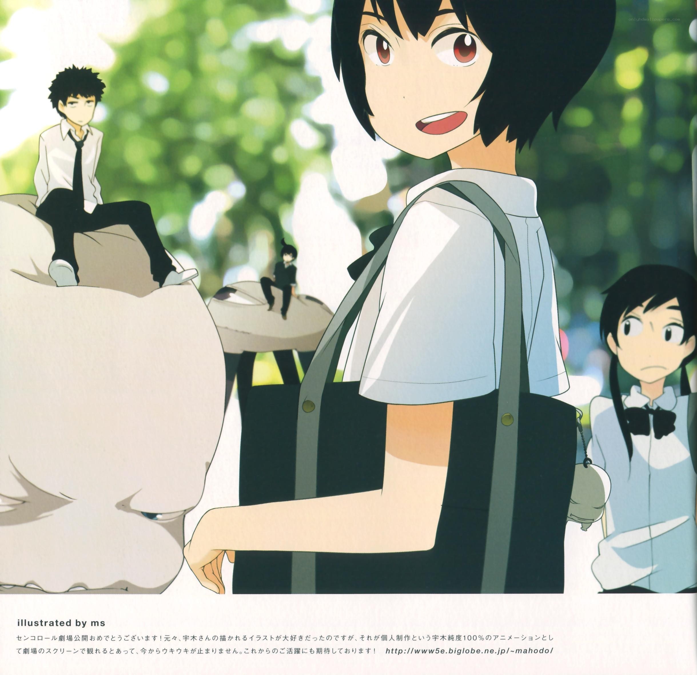 Anime characters in a park