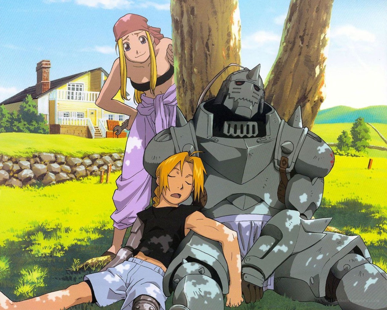 Anime characters in a peaceful scene