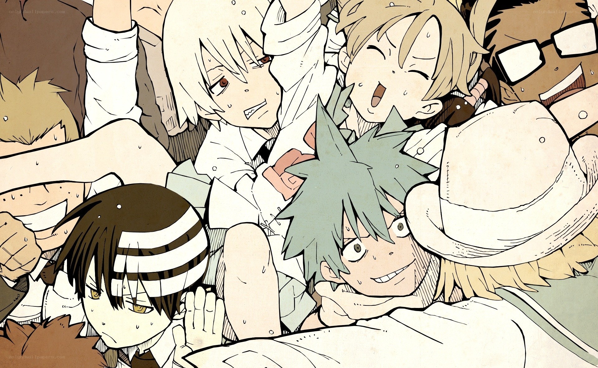 anime characters in a pile