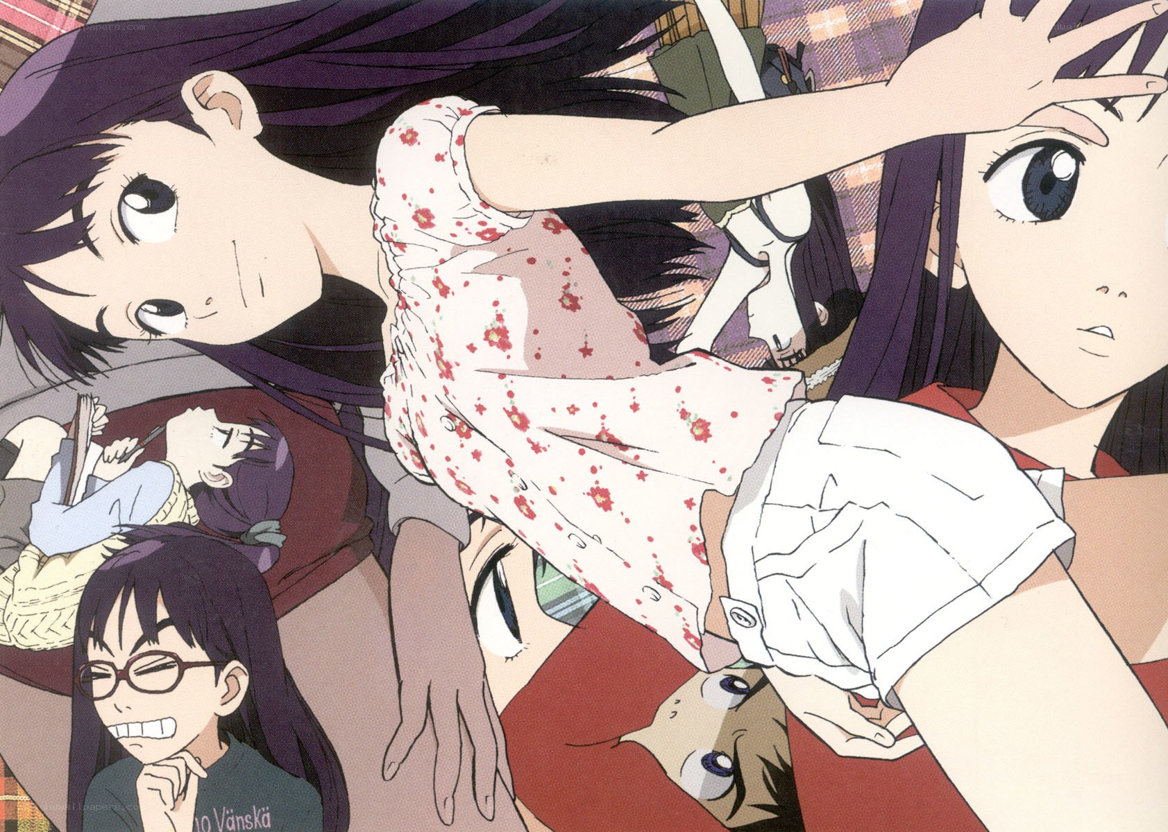 anime characters in a pile
