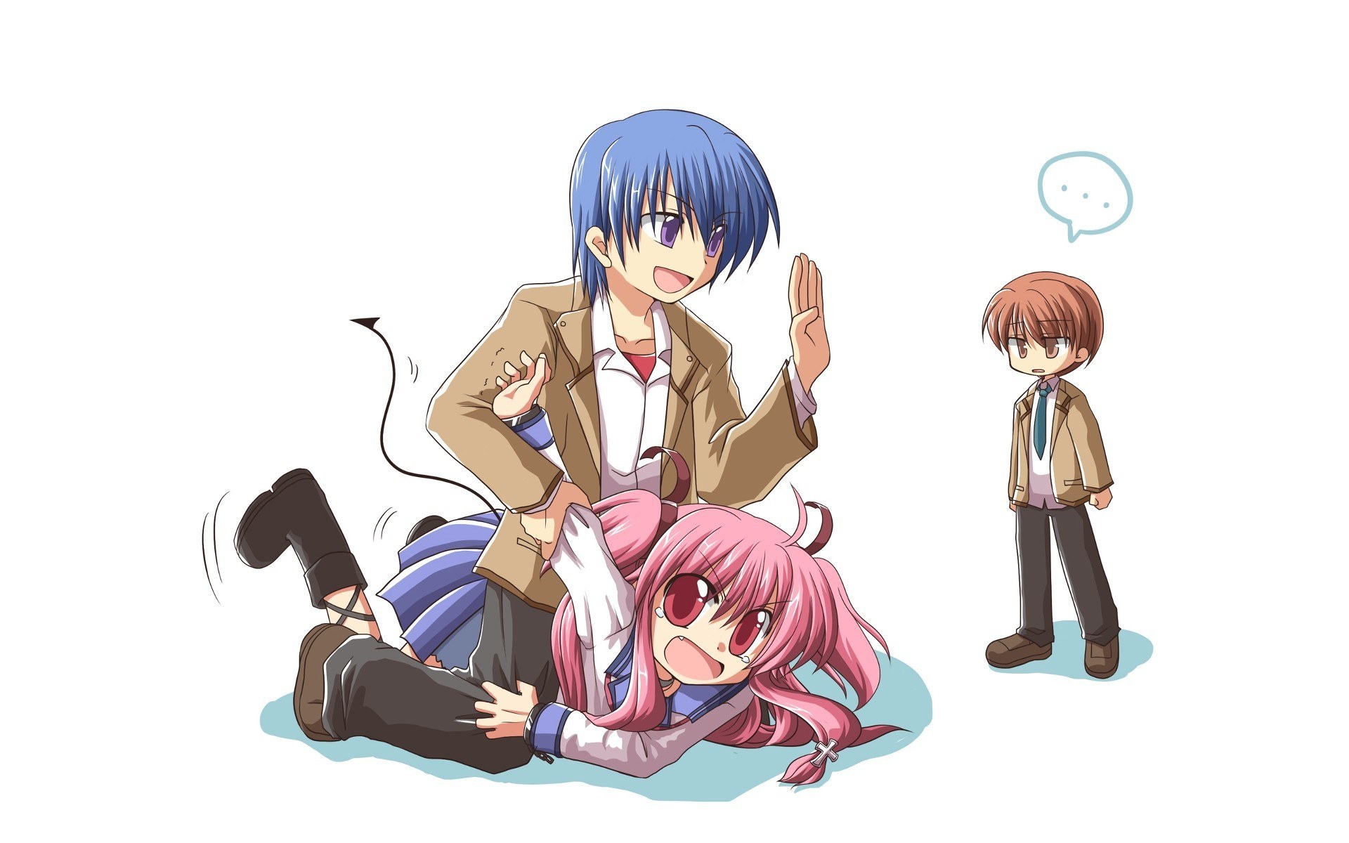 Anime characters in a playful scene