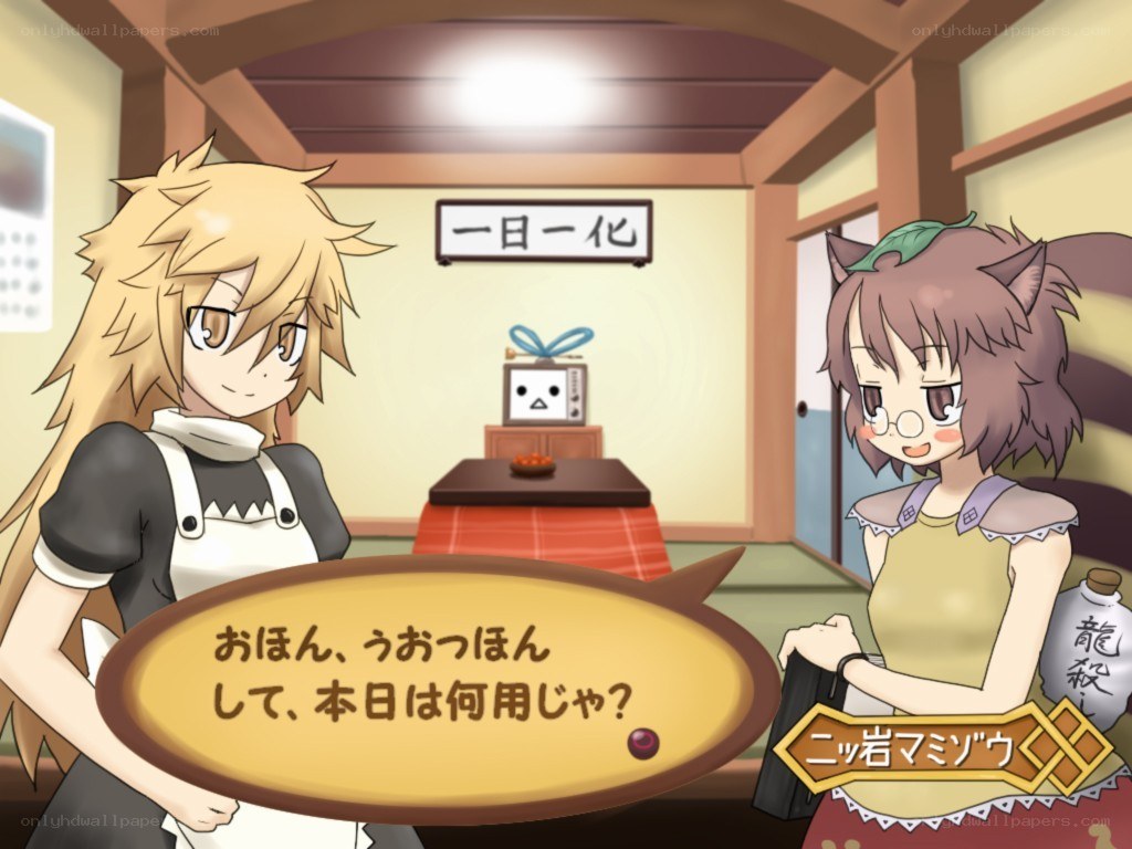Anime characters in a restaurant