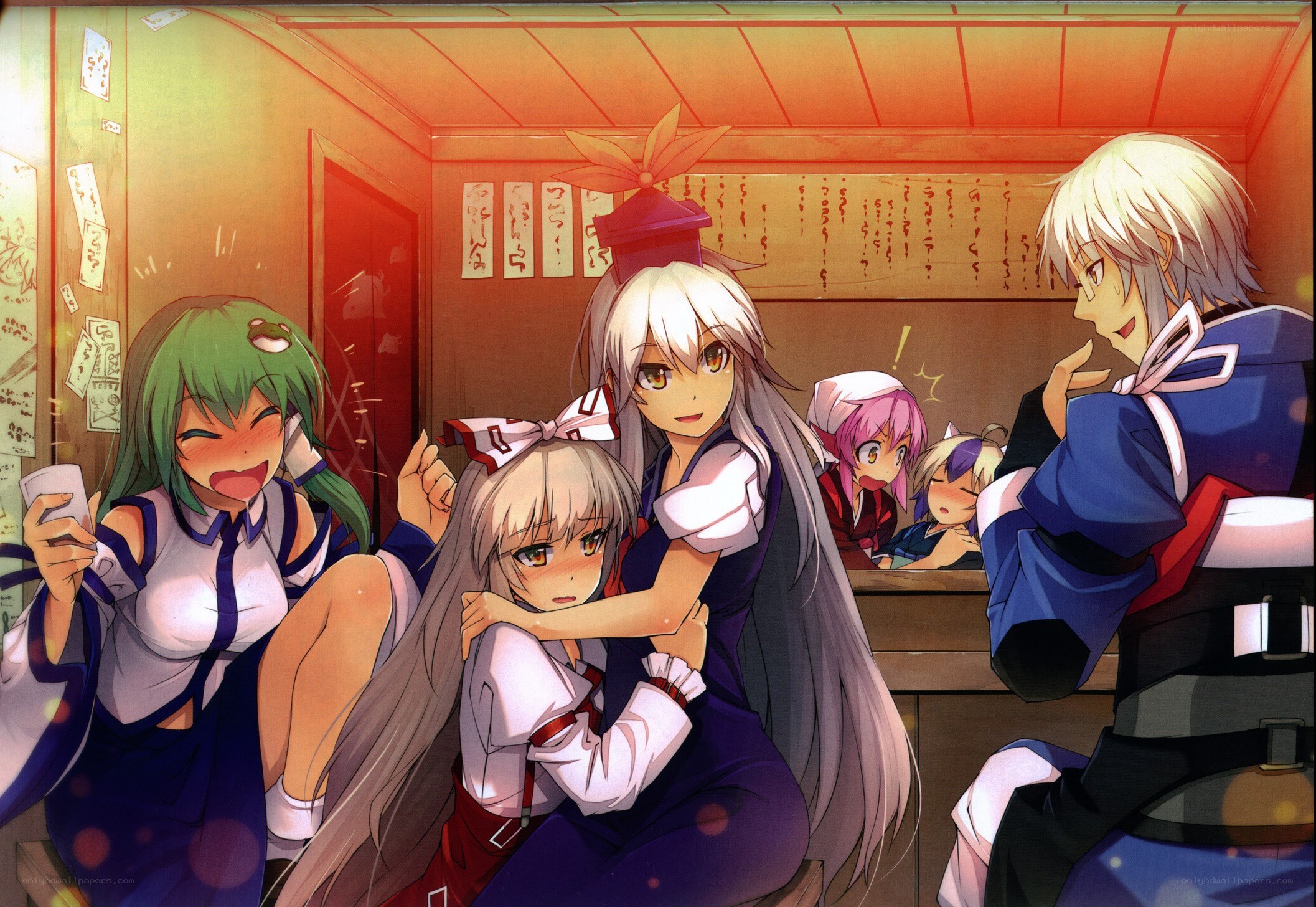 Anime characters in a restaurant