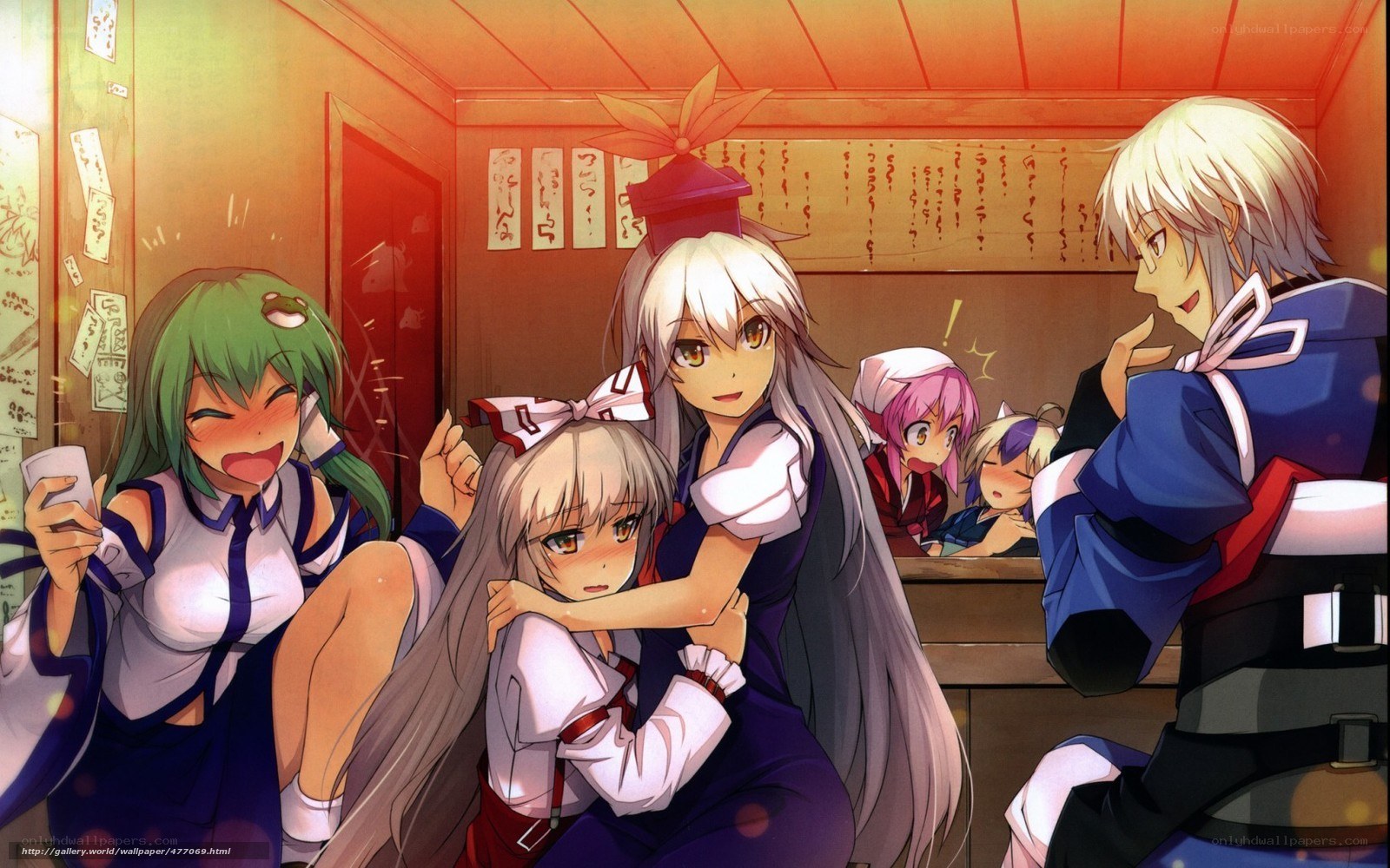 anime characters in a restaurant