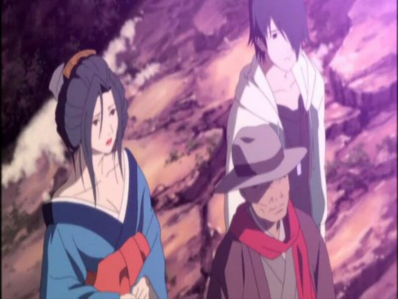 anime characters in a rocky landscape