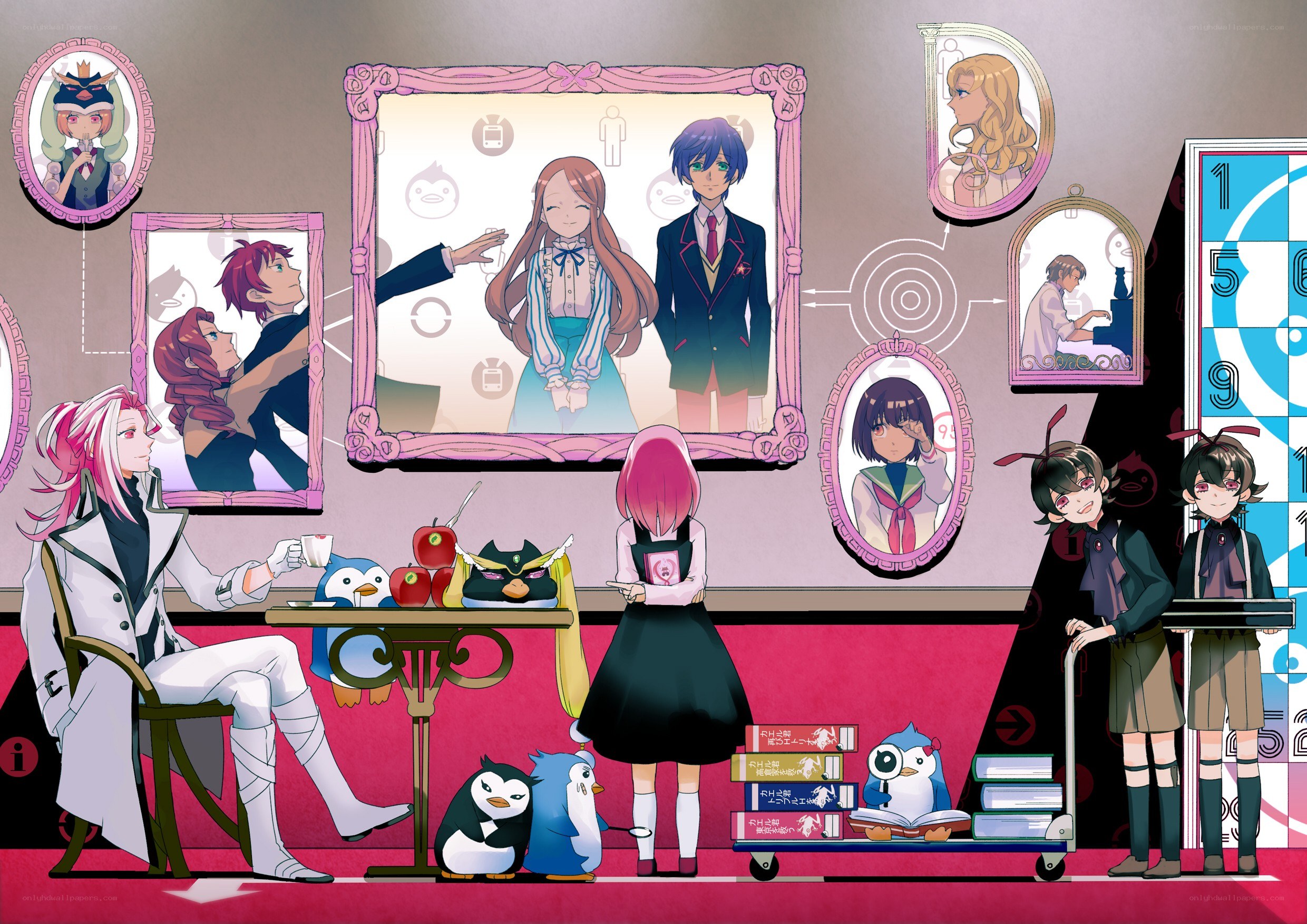 anime characters in a room