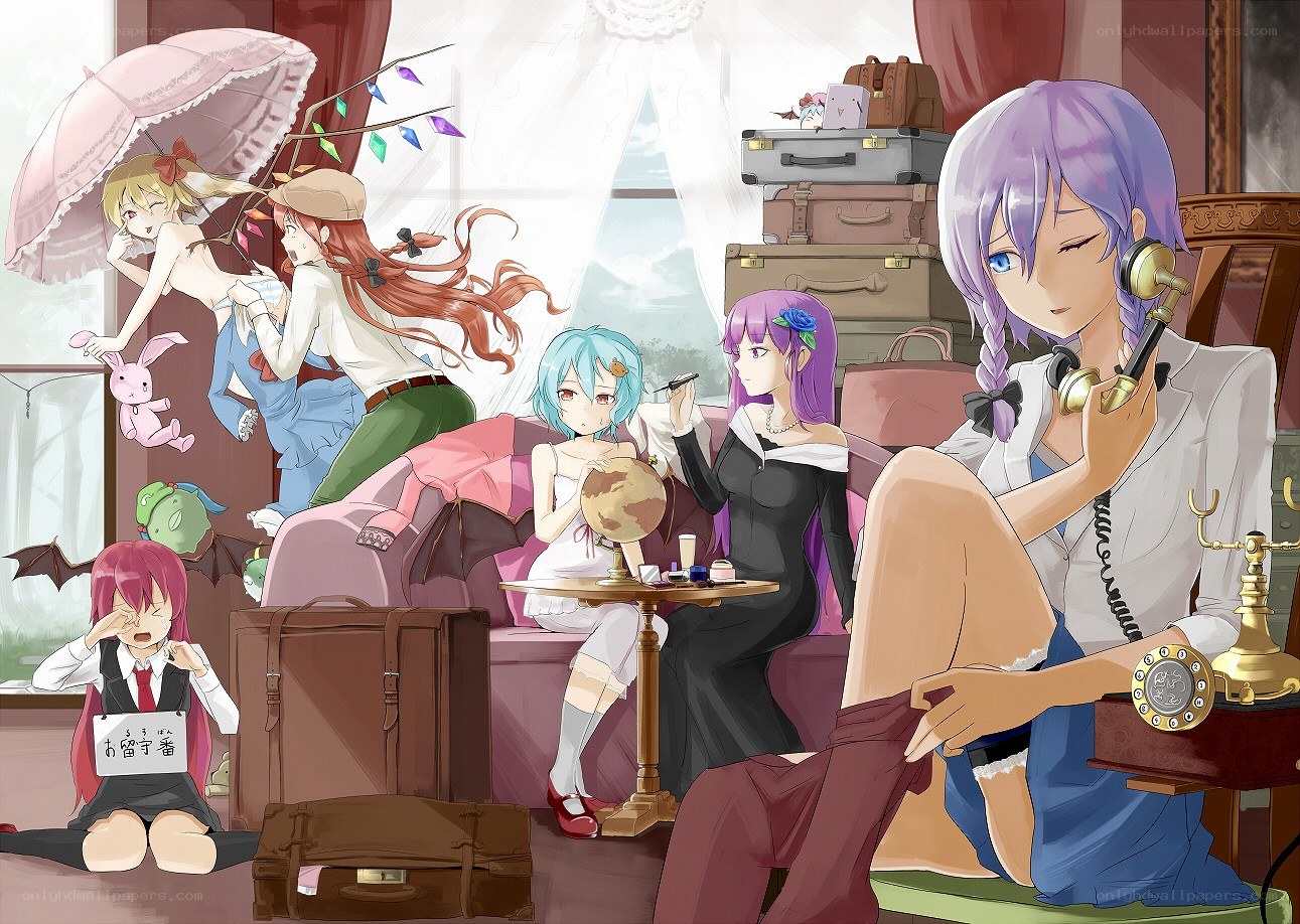 Anime characters in a room